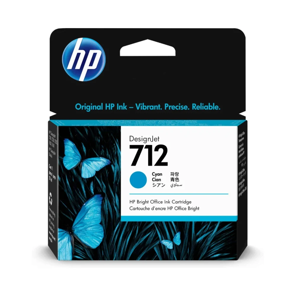HP 712 Cyan- Cartouche d'encre HP d'origine (3ED67A)