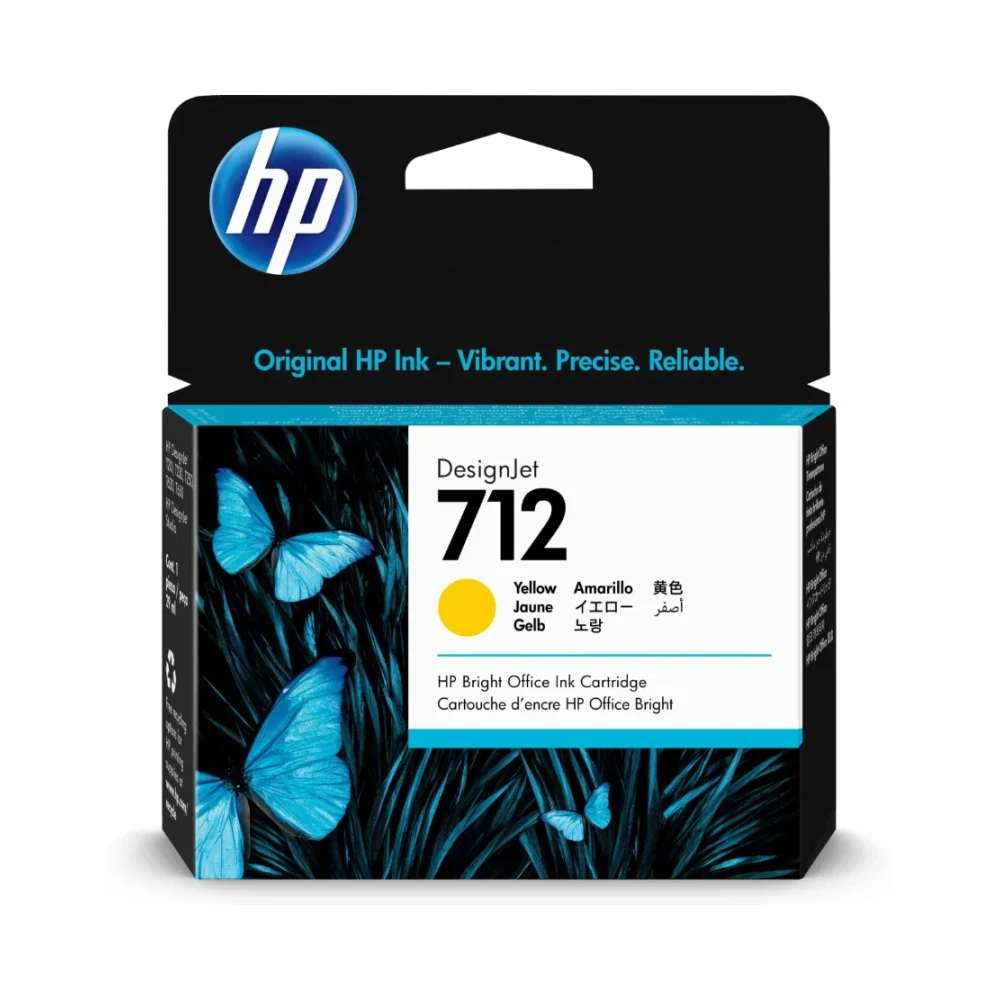 HP 712 Jaune- Cartouche d'encre HP d'origine (3ED69A)