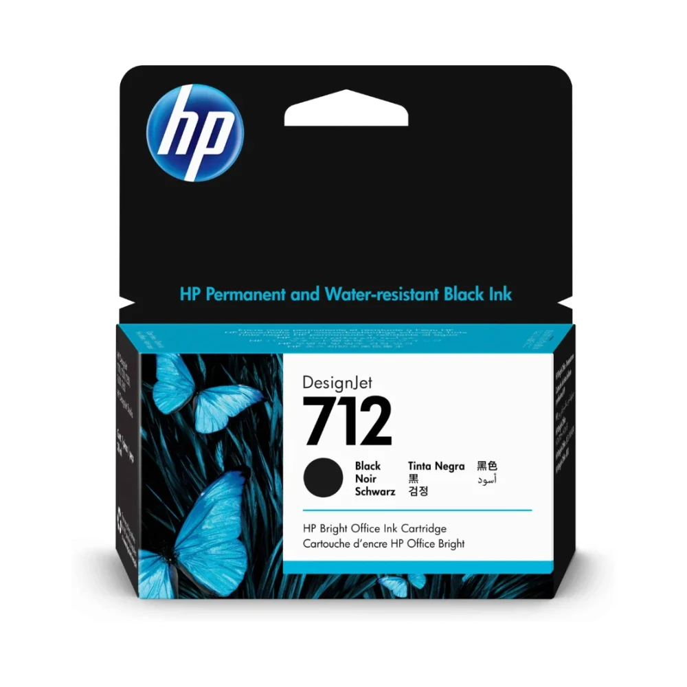 HP 712 Noir- Cartouche d'encre HP d'origine (3ED70A)
