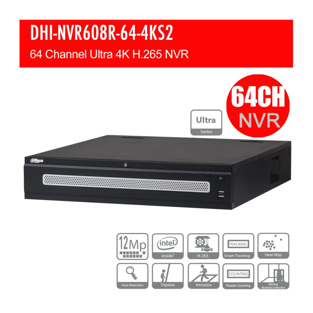 Enregistreur NVR Dahua NVR608R-64-4KS2 4K Ultra
