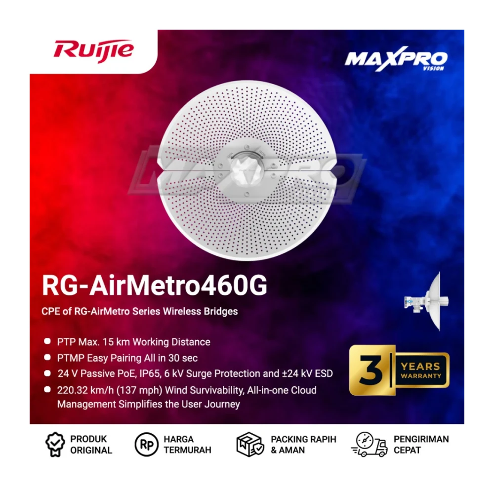 Pont Sans Fil Ruijie Reyee RG-AirMetro460G 5GHz Gigabit 15km