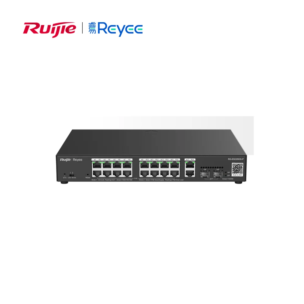 Switch PoE Ruijie RG-ES220GS-P 16 Ports PoE+ 250W et 2 SFP